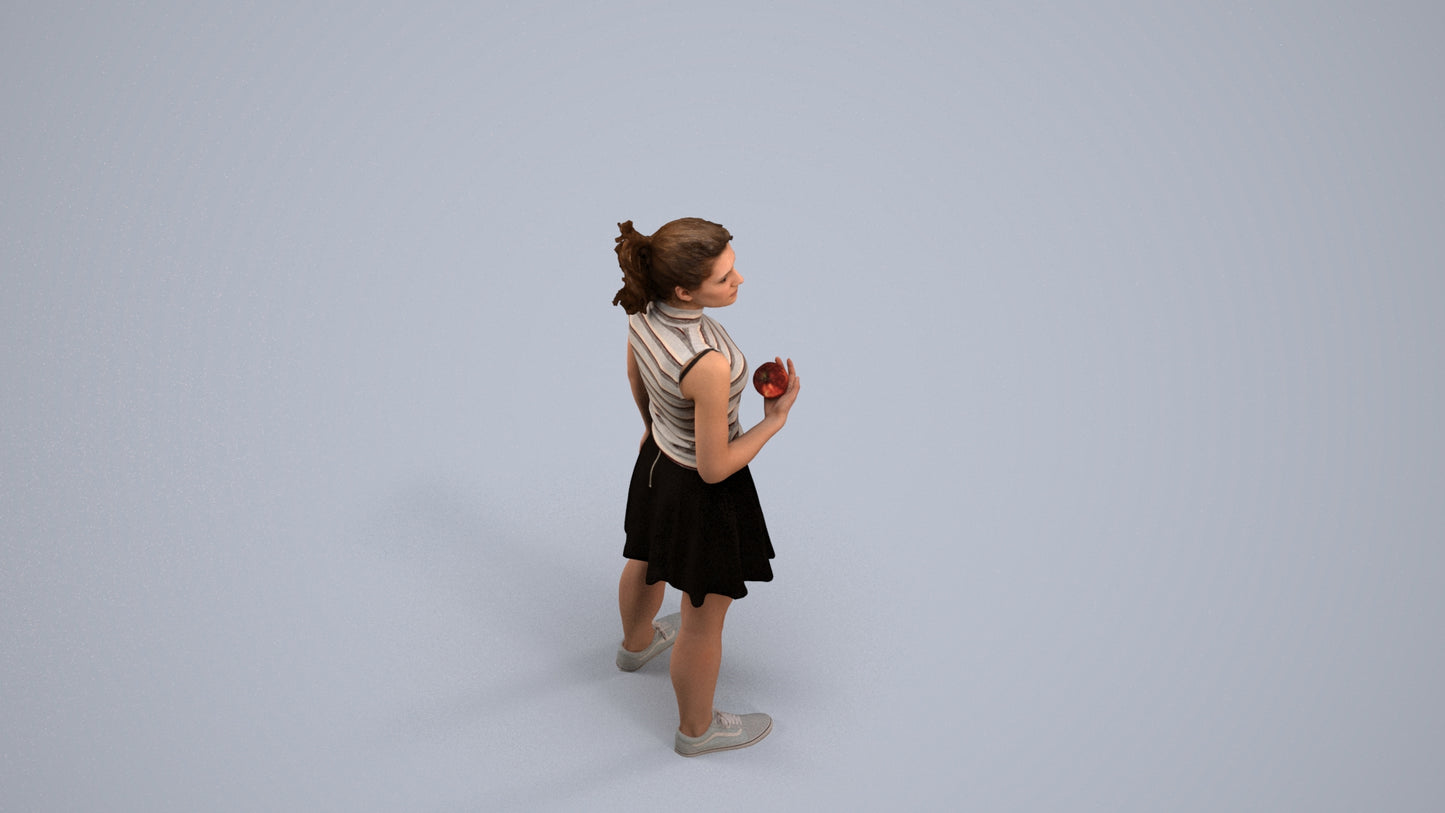 realistic 3D woman casual standing, scanned archviz people for Blender and 3ds Max, back view render
