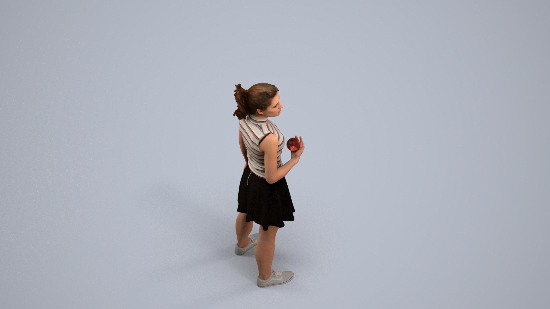 realistic 3D woman casual standing, scanned archviz people for Blender and 3ds Max, back view render