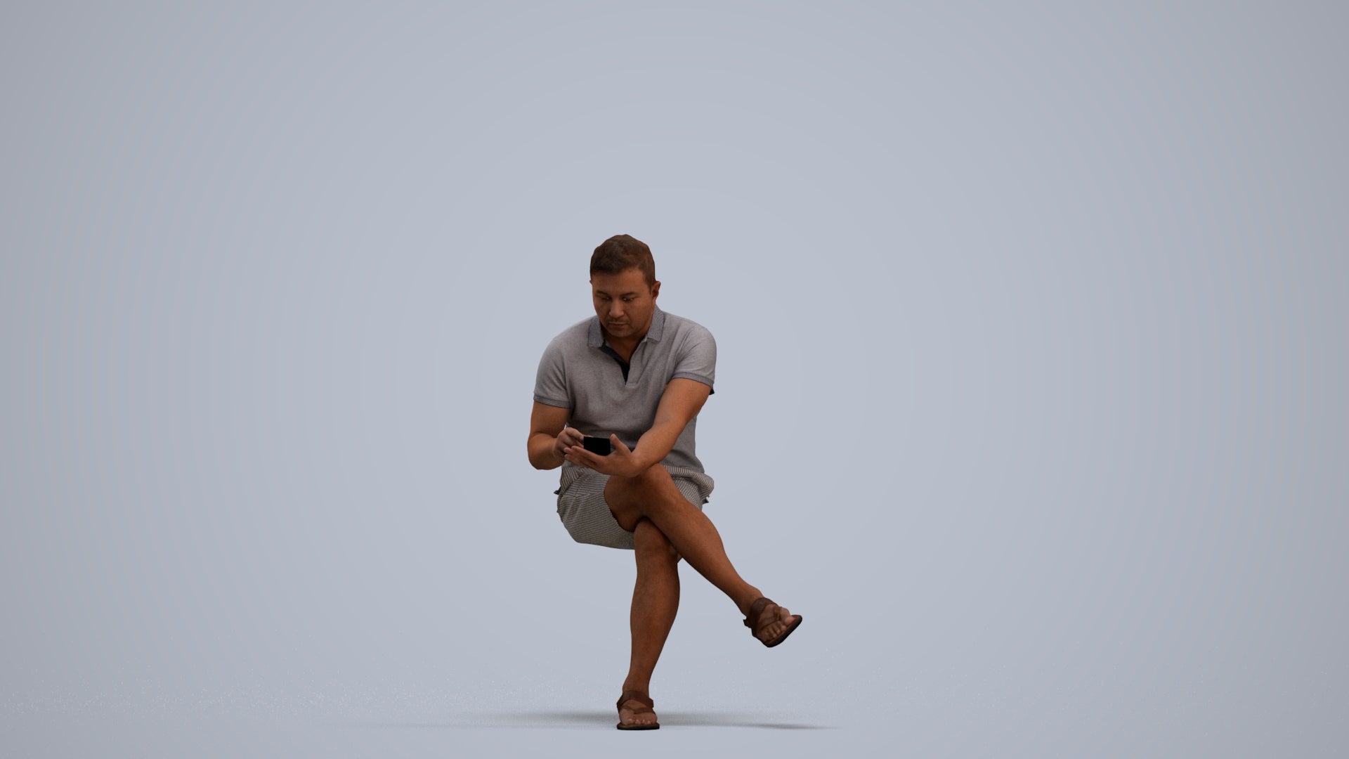 3D people model man casual sitting, scanned human for 3ds Max rendering, standing pose render