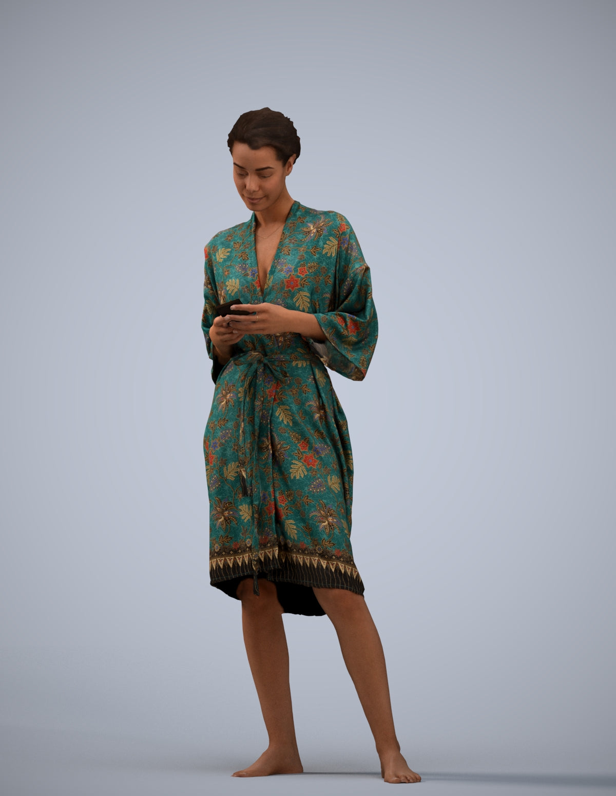 realistic 3D woman casual bathroom, scanned archviz people for Blender and 3ds Max