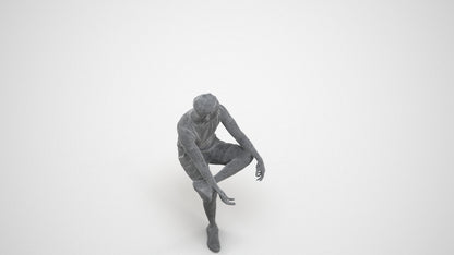 3D people model man casual sitting, scanned human for 3ds Max rendering, top-down view render