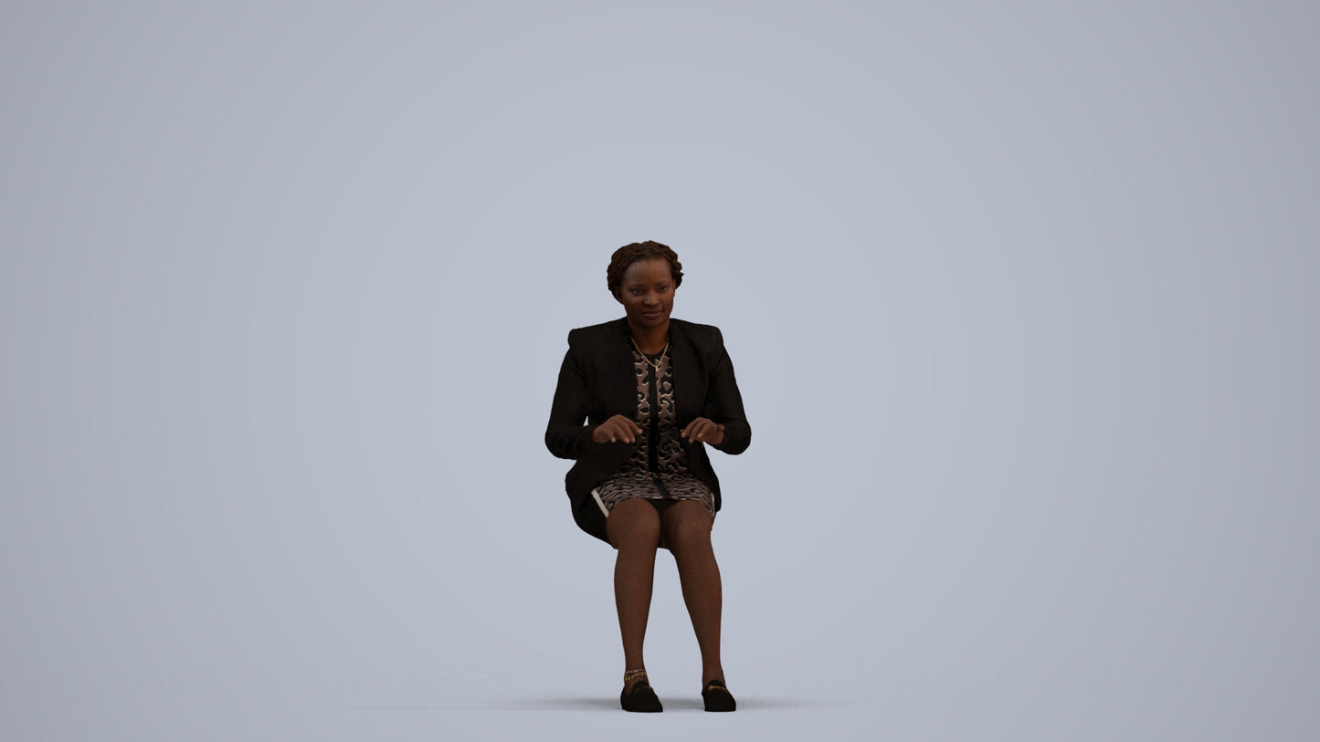 3D people model woman business sitting, scanned human for 3ds Max rendering, standing pose render