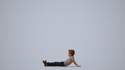 photogrammetry 3D boy casual kids, realistic human model archviz FBX, three-quarter view render