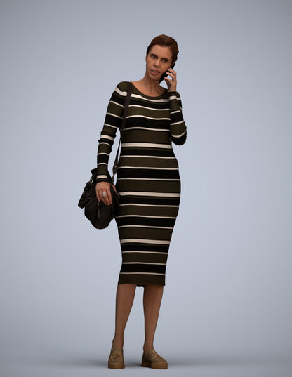 photogrammetry 3D woman casual walking, realistic human model archviz FBX