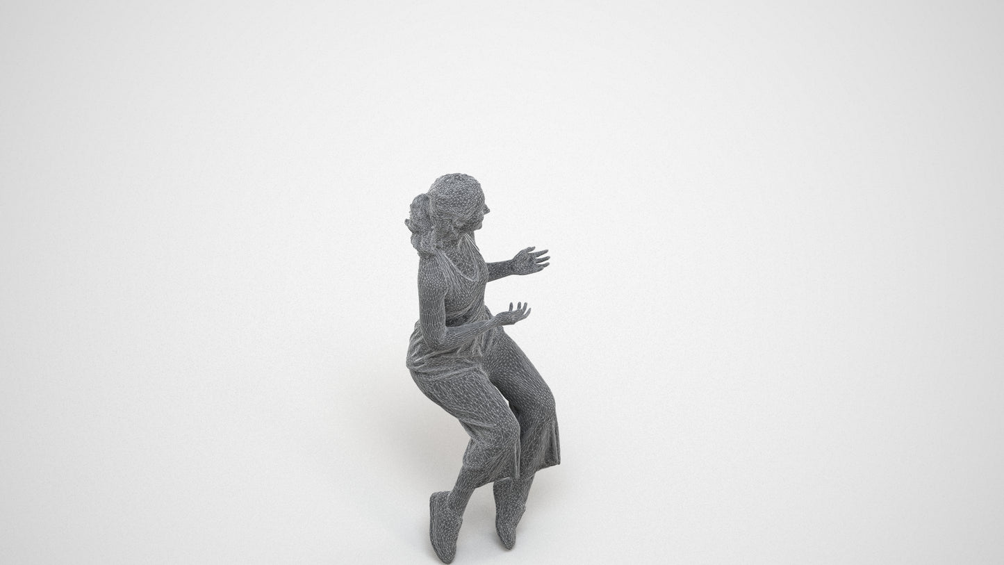 3D people model girl casual kids, scanned human for 3ds Max rendering, wireframe three-quarter view