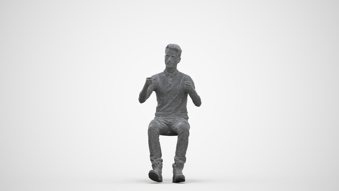 realistic 3D human man casual driving, archviz people FBX OBJ for Blender, three-quarter front view render