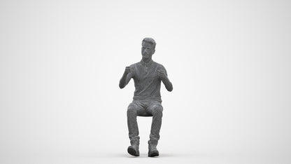 realistic 3D human man casual driving, archviz people FBX OBJ for Blender, three-quarter front view render