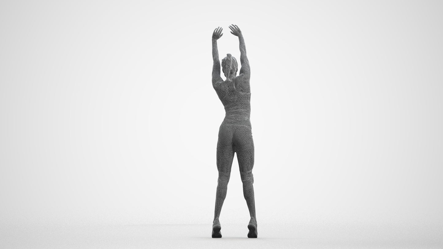 realistic 3D human woman sport, archviz people FBX OBJ for Blender, wireframe front view