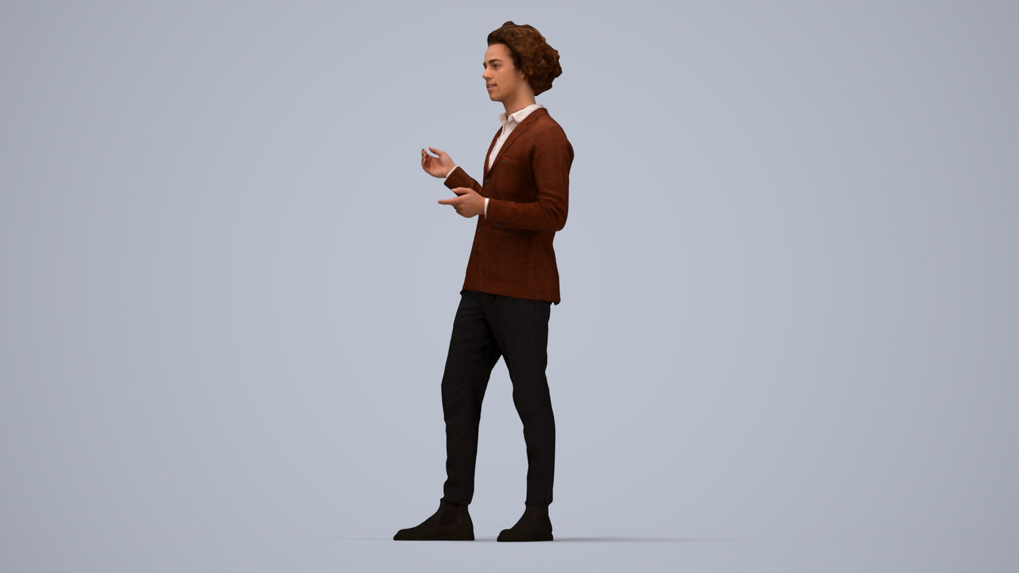 realistic 3D man business, scanned archviz people for Blender and 3ds Max, top-down view render