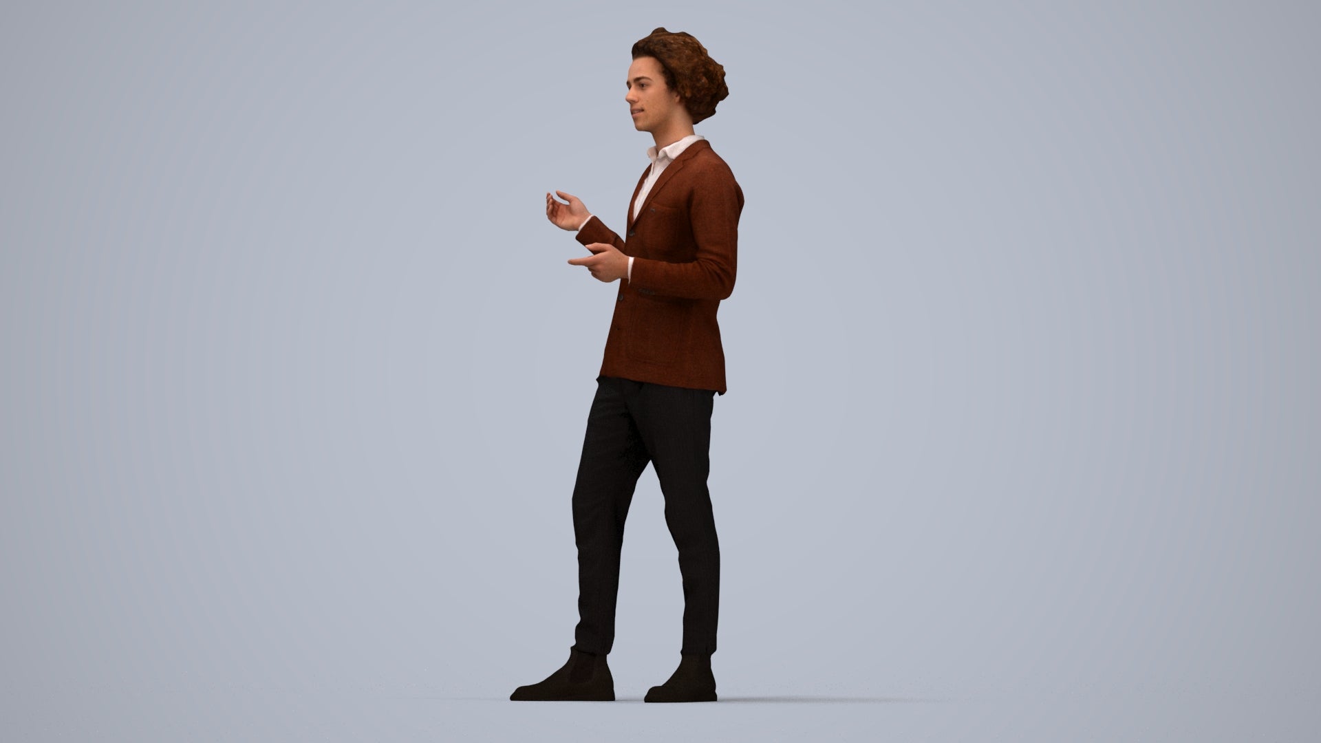 realistic 3D man business, scanned archviz people for Blender and 3ds Max, top-down view render