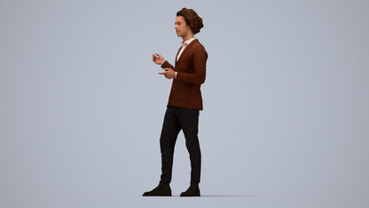 realistic 3D man business, scanned archviz people for Blender and 3ds Max, top-down view render
