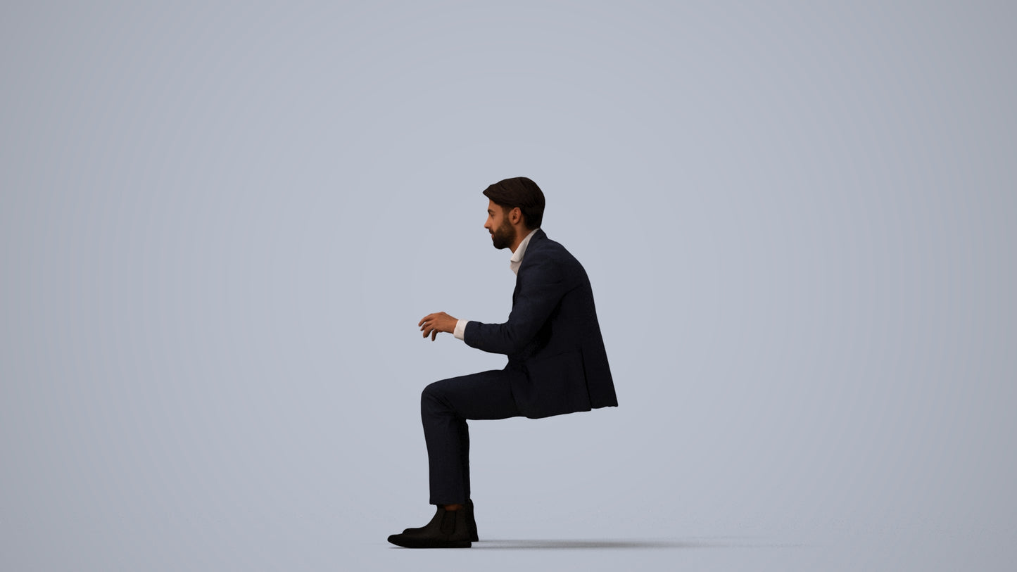 scanned 3D man business, photogrammetry people for Enscape and V-Ray, three-quarter view render
