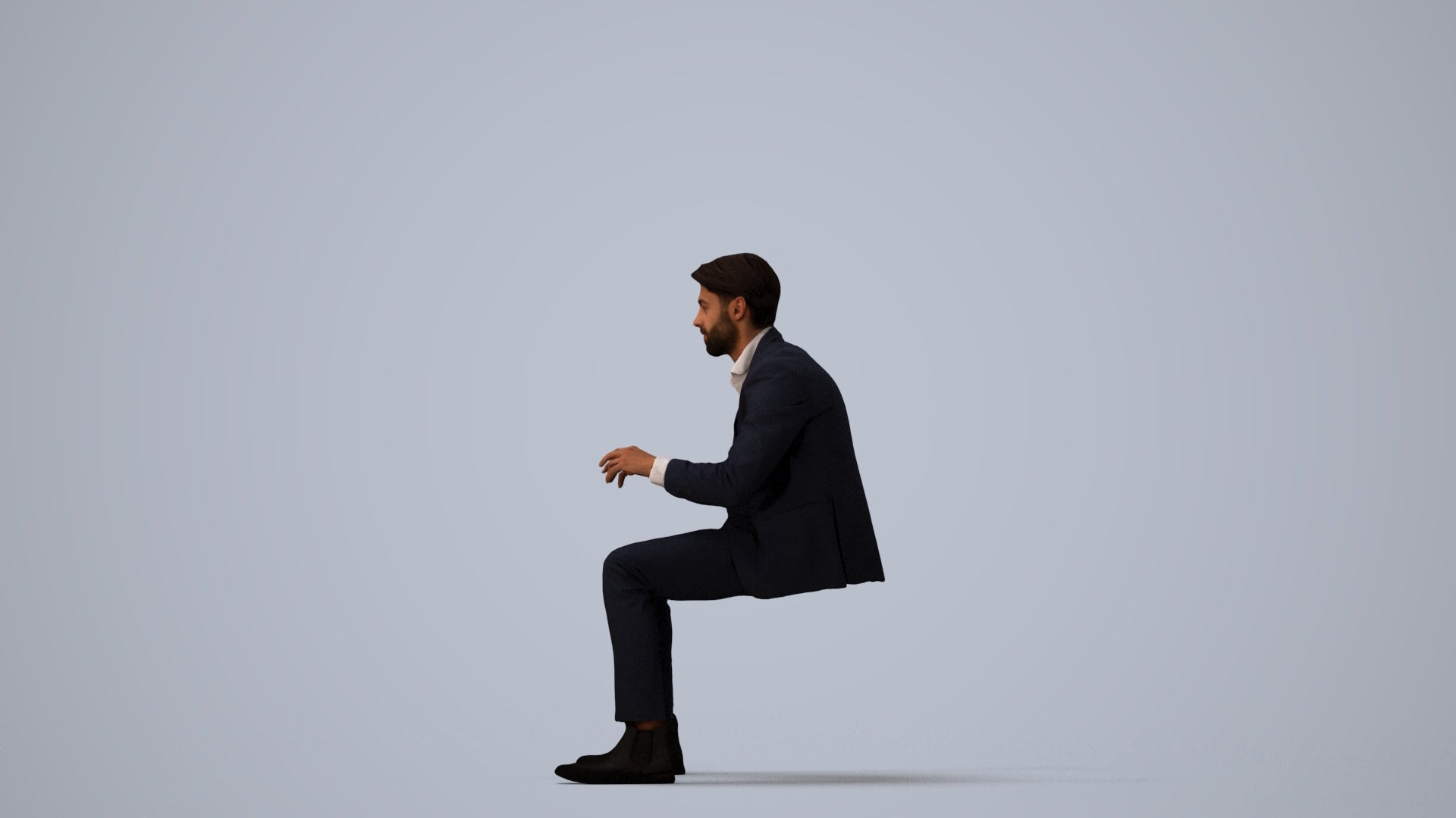 scanned 3D man business, photogrammetry people for Enscape and V-Ray, three-quarter view render