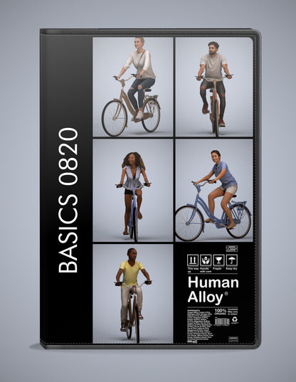 scanned 3D people cycling collection, 5 photogrammetry models for Enscape and V-Ray