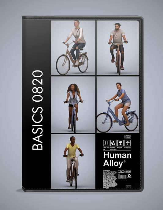 scanned 3D people cycling collection, 5 photogrammetry models for Enscape and V-Ray