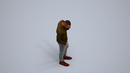 photogrammetry 3D man casual standing, realistic human model archviz FBX, back view render