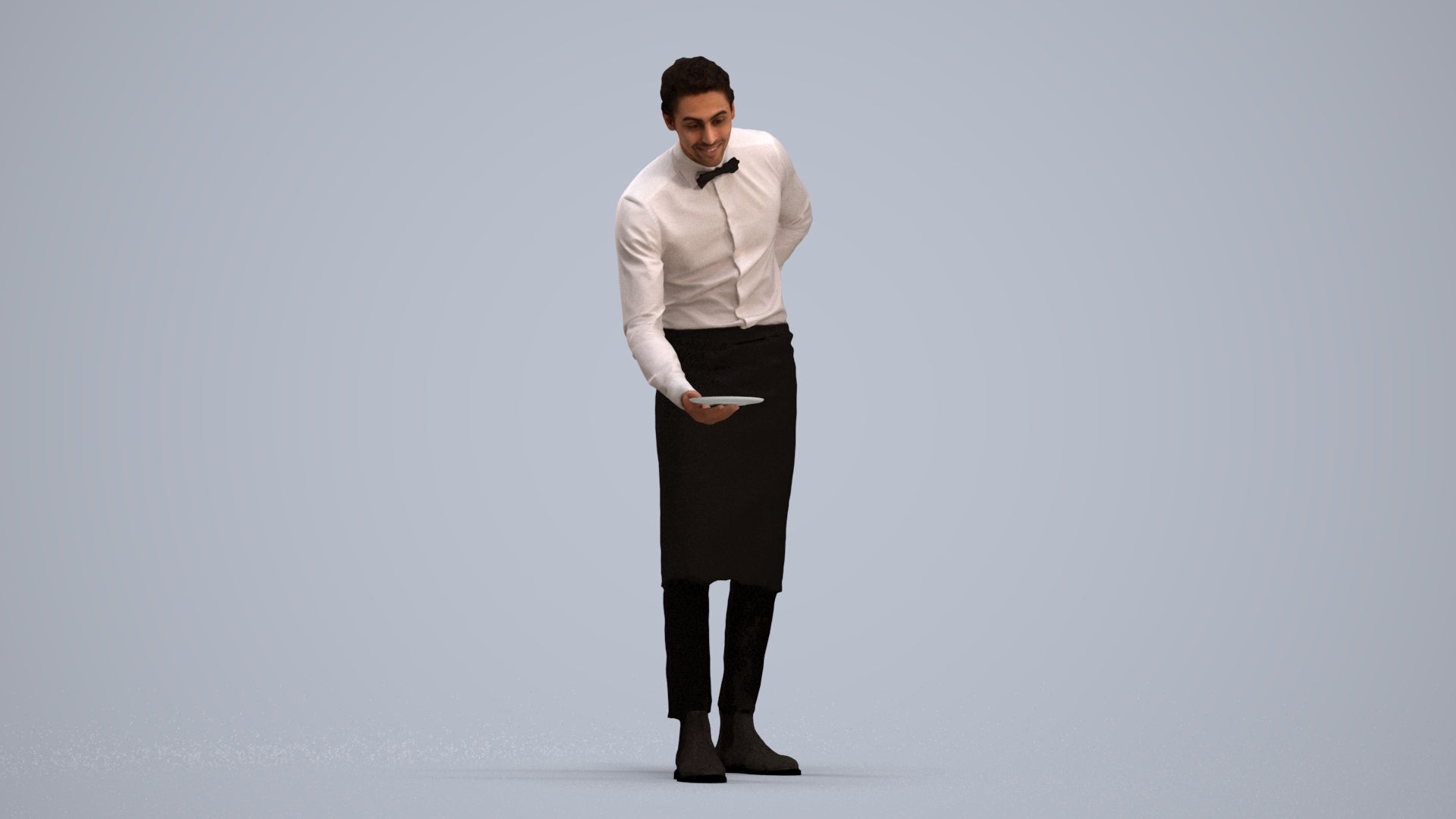 3D people model man hospitality, scanned human for 3ds Max rendering, standing pose render