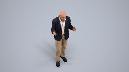 3D scanned senior man business, photorealistic archviz people for Enscape and SketchUp, back view render
