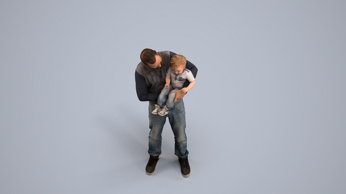 3D people model boy casual kids, scanned human for 3ds Max rendering, back view render
