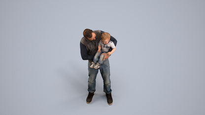 3D people model boy casual kids, scanned human for 3ds Max rendering, back view render