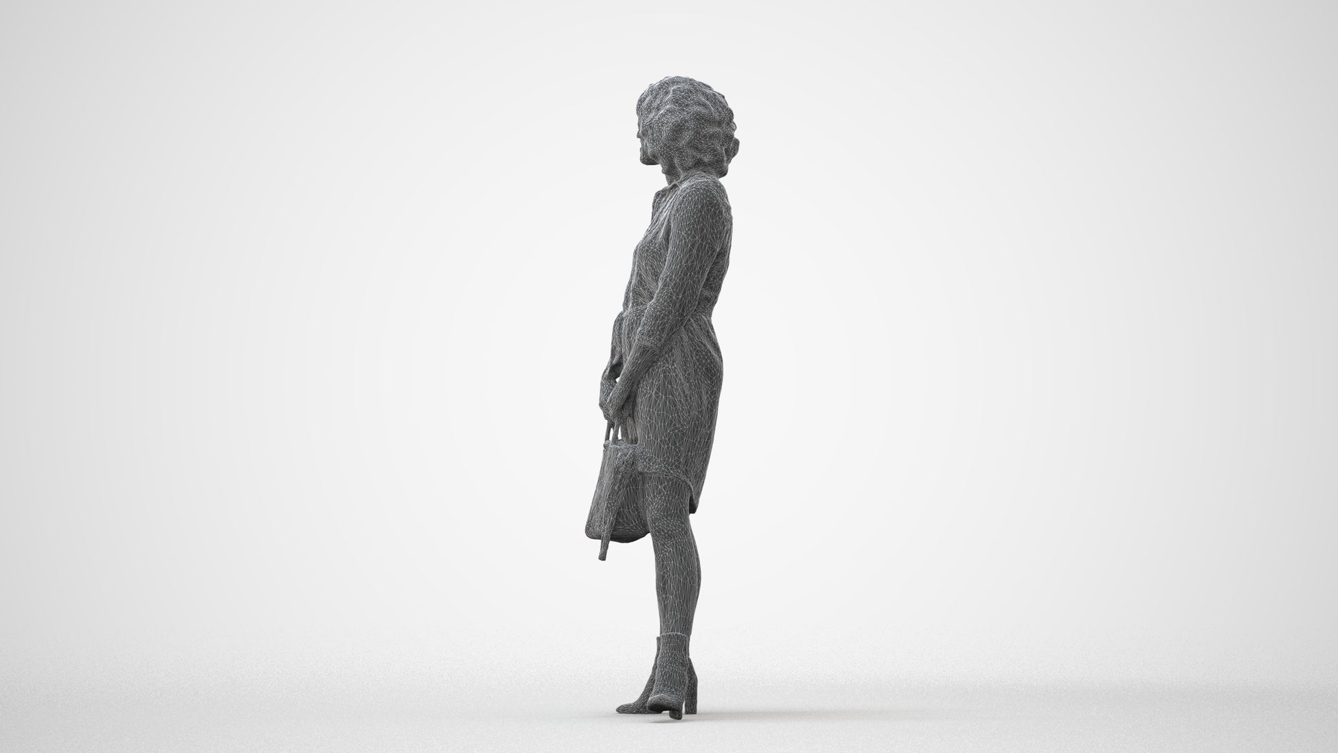 realistic 3D woman casual standing, scanned archviz people for Blender and 3ds Max, square thumbnail