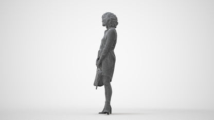 realistic 3D woman casual standing, scanned archviz people for Blender and 3ds Max, square thumbnail