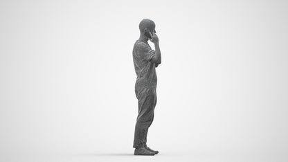 realistic 3D people man casual standing, render-ready for V-Ray and Corona, FBX OBJ, wireframe side view