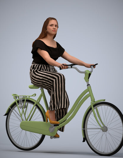 photogrammetry 3D woman casual cycling, realistic human model archviz FBX