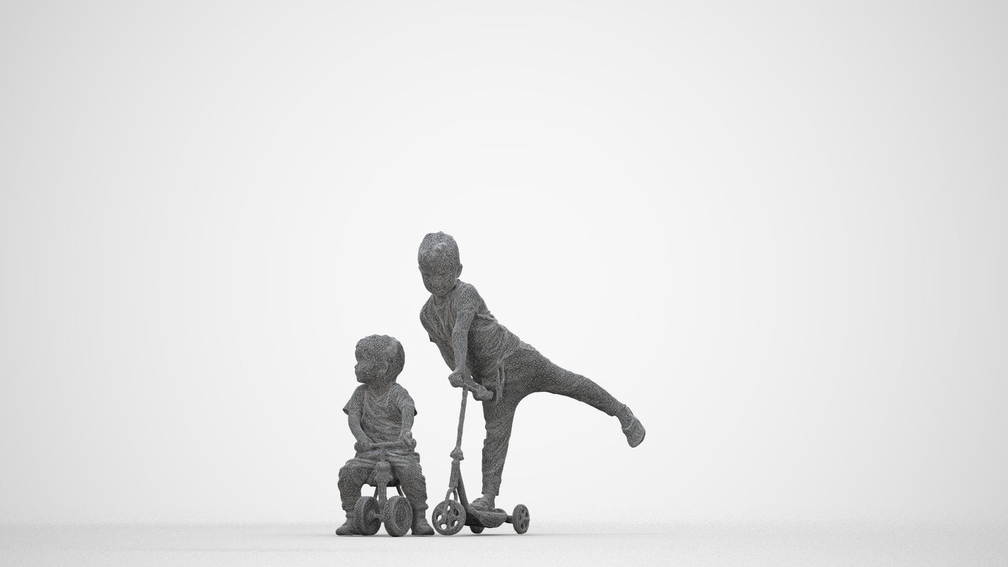 photogrammetry 3D boy casual kids, realistic human model archviz FBX, wireframe back view