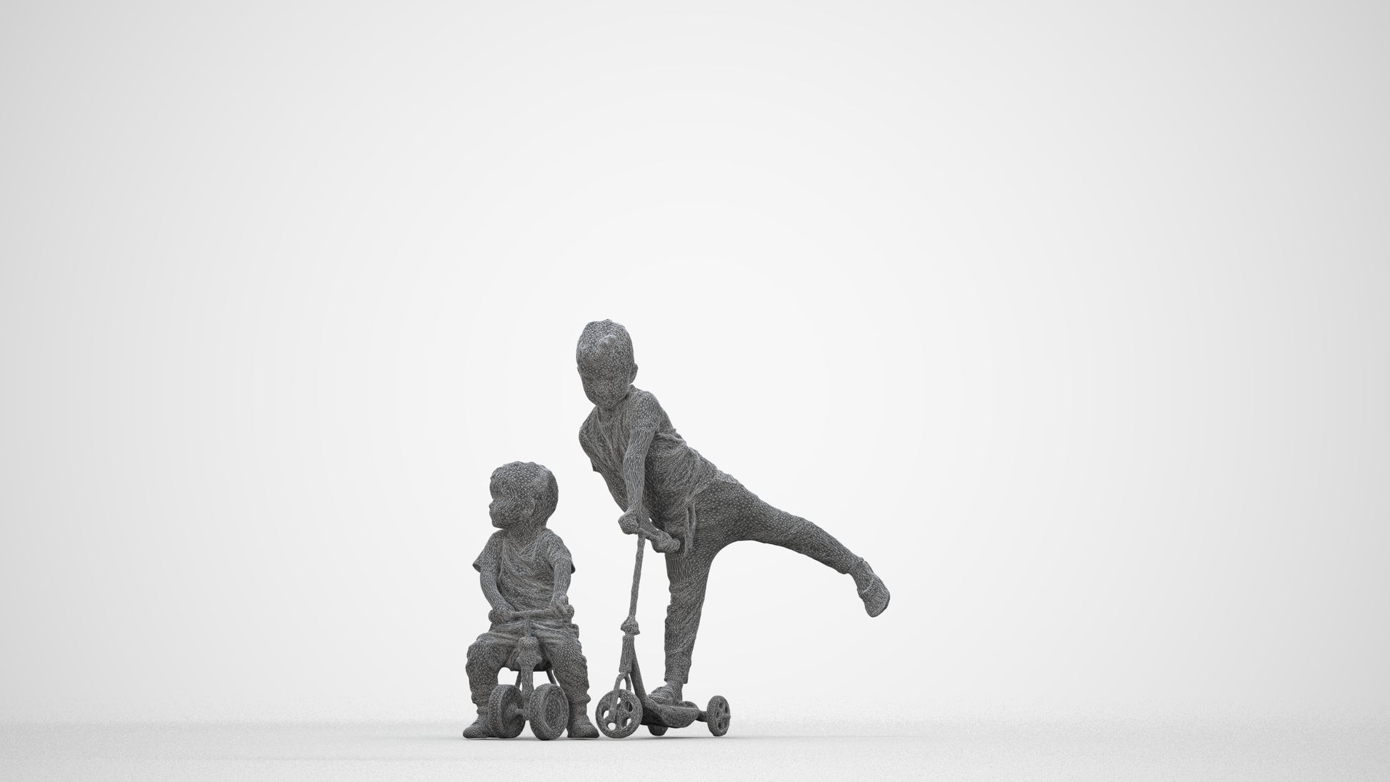 photogrammetry 3D boy casual kids, realistic human model archviz FBX, wireframe back view