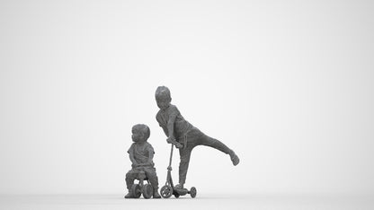 photogrammetry 3D boy casual kids, realistic human model archviz FBX, wireframe back view