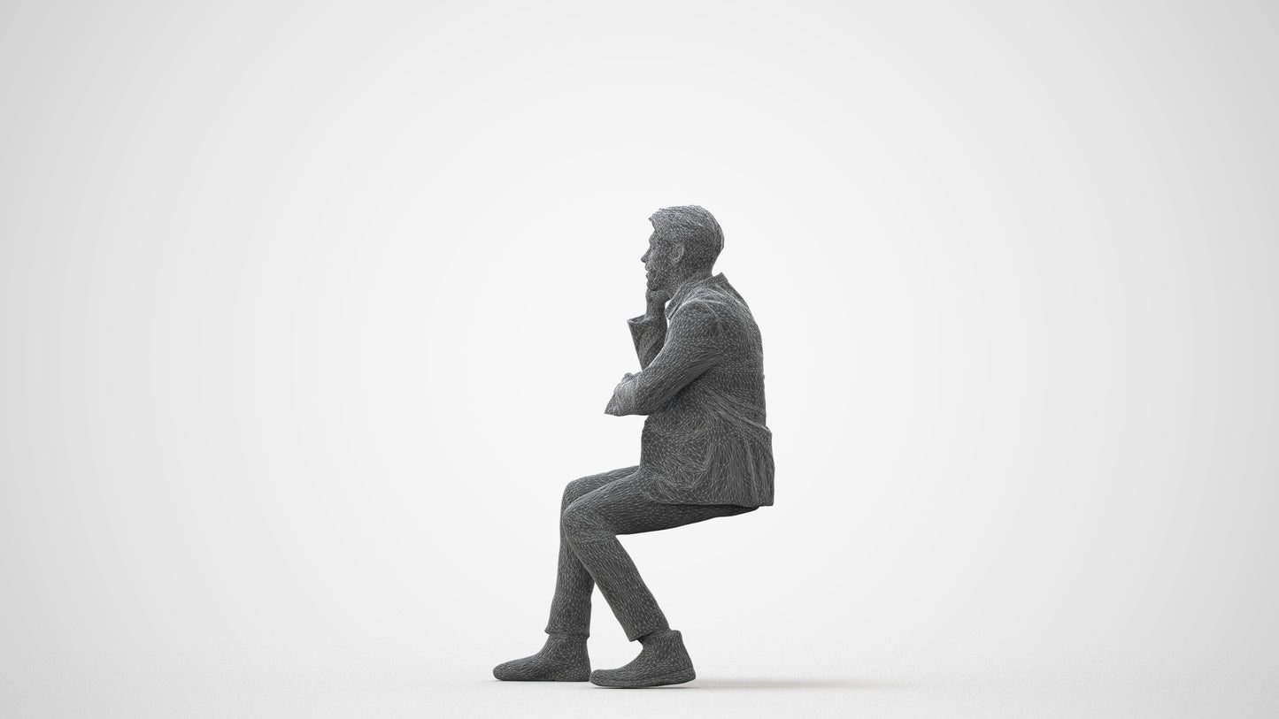 realistic 3D human man business, archviz people FBX OBJ for Blender, square thumbnail