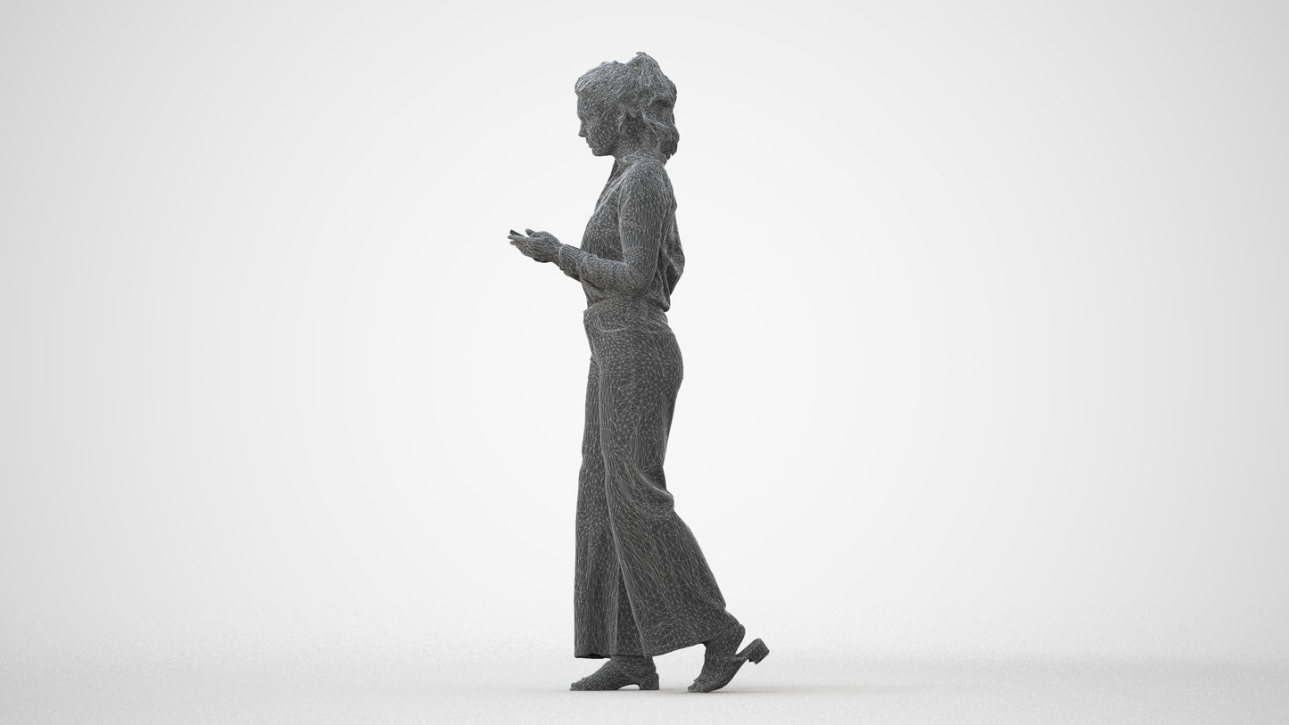 scanned 3D woman casual standing, photogrammetry people for Enscape and V-Ray, square thumbnail