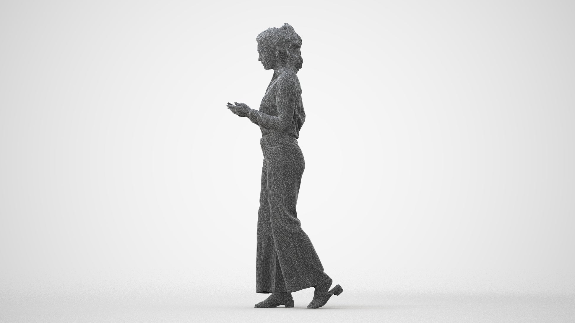 scanned 3D woman casual standing, photogrammetry people for Enscape and V-Ray, square thumbnail