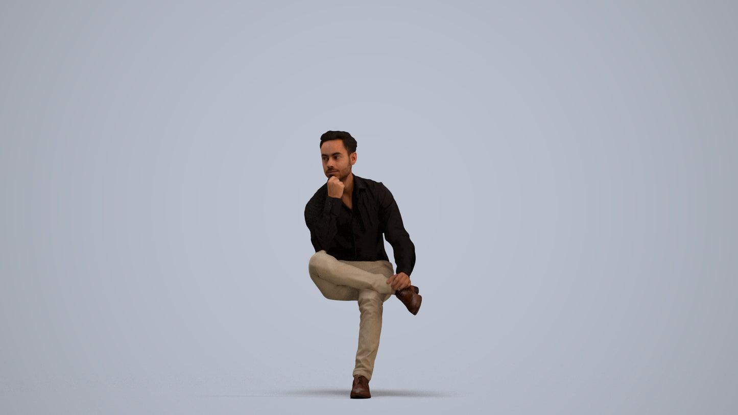realistic 3D man business, scanned archviz people for Blender and 3ds Max, standing pose render