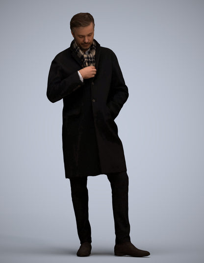 3D human model man standing, photogrammetry scanned person for archviz