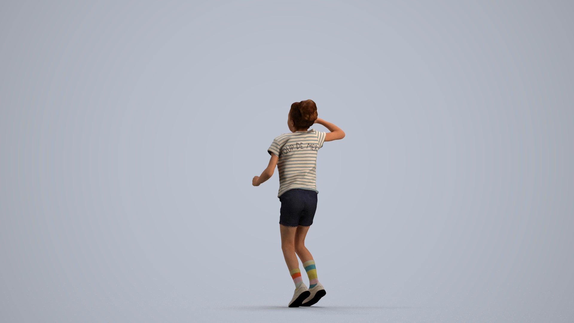 photogrammetry 3D girl casual kids, realistic human model archviz FBX, front view render