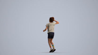 photogrammetry 3D girl casual kids, realistic human model archviz FBX, front view render