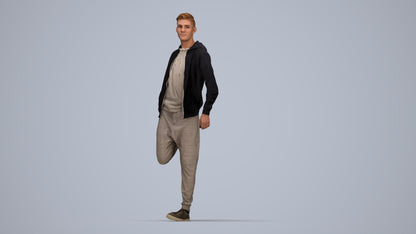 realistic 3D human man sport, archviz people FBX OBJ for Blender, top-down view render
