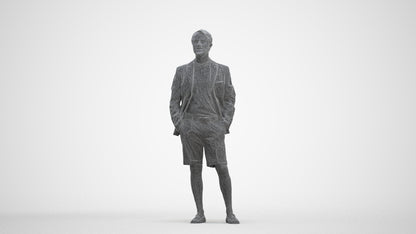 scanned 3D man business standing, photogrammetry people for Enscape and V-Ray, three-quarter front view render