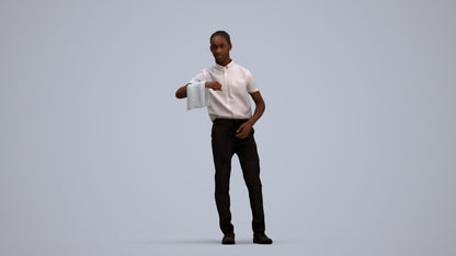 realistic 3D human boy hospitality, archviz people FBX OBJ for Blender, standing pose render