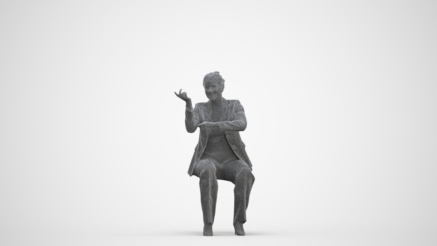 3D people model woman business, scanned human for 3ds Max rendering, three-quarter front view render