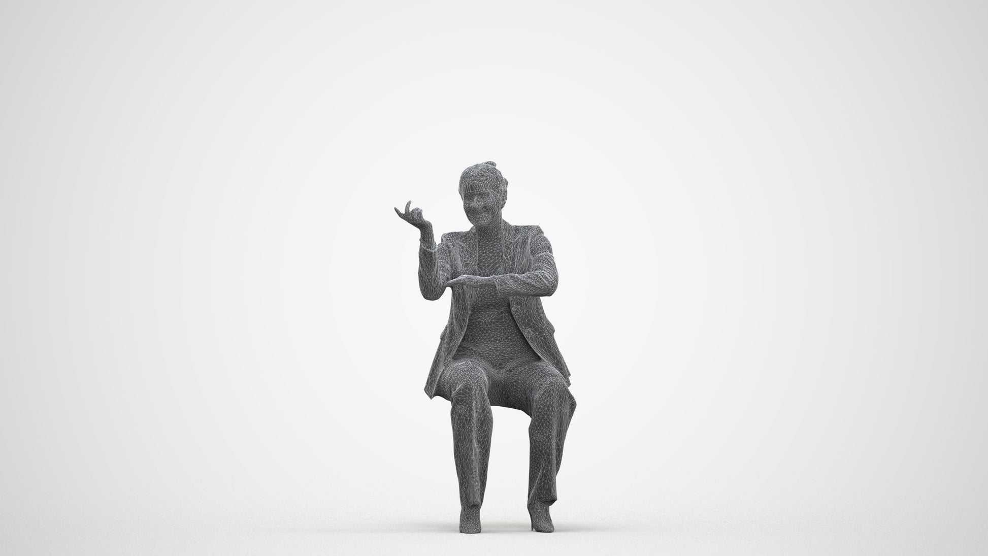 3D people model woman business, scanned human for 3ds Max rendering, three-quarter front view render