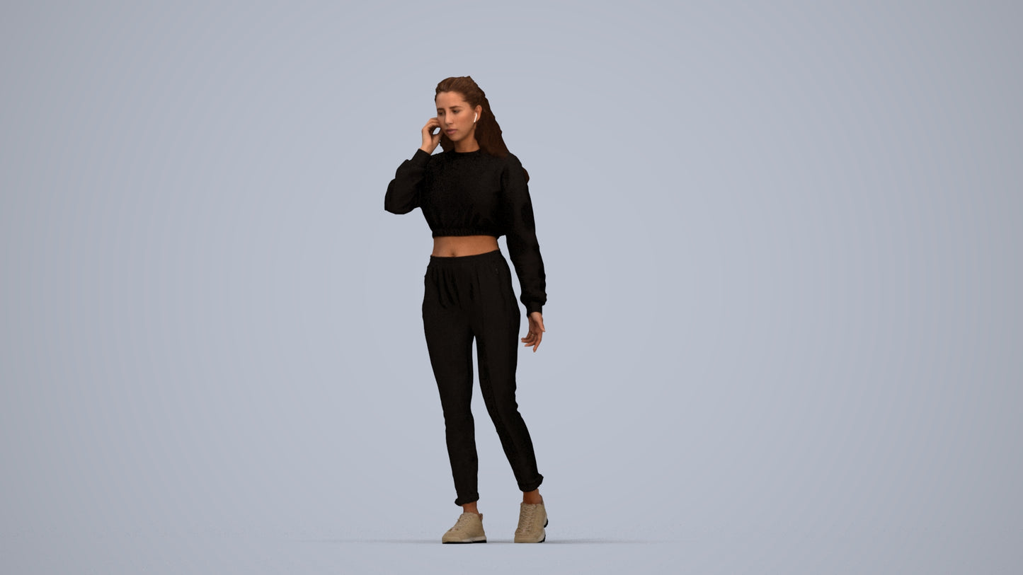 scanned 3D woman sport, photogrammetry people for Enscape and V-Ray, top-down view render