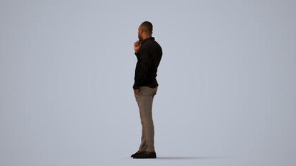 scanned 3D man business standing, photogrammetry people for Enscape and V-Ray, three-quarter view render