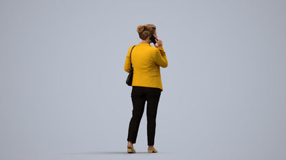 3D people model woman casual walking, scanned human for 3ds Max rendering, side view render