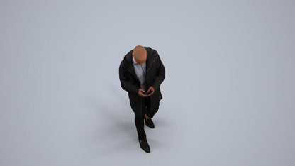 3D people model man business, scanned human for 3ds Max rendering, back view render