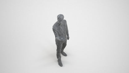 3D people model man hospitality, scanned human for 3ds Max rendering, wireframe three-quarter view