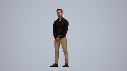 photogrammetry 3D man business standing, realistic human model archviz FBX, top-down view render