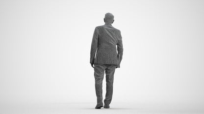 realistic 3D senior man business, scanned archviz people for Blender and 3ds Max, wireframe front view